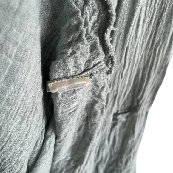 Free People Boho Button-Down Blouse Size Small Green Flowy - Picture 11 of 11